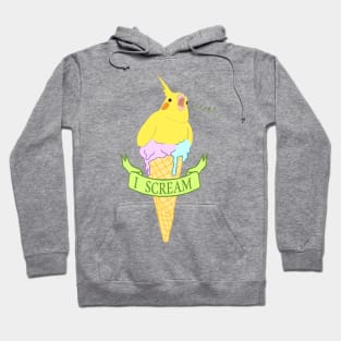 ice cream - I scream - yellow cockatiel Hoodie